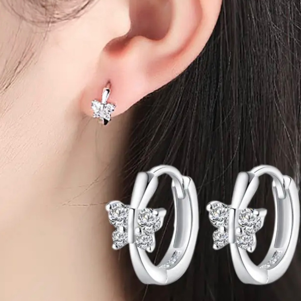 925 sterling silver small butterfly hoops